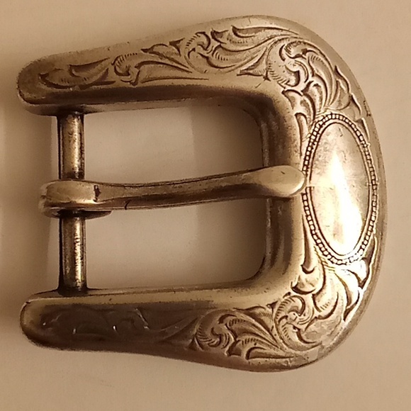 VINTAGE Sterling Silver Engraved  Belt Buckle PD - Picture 7 of 7